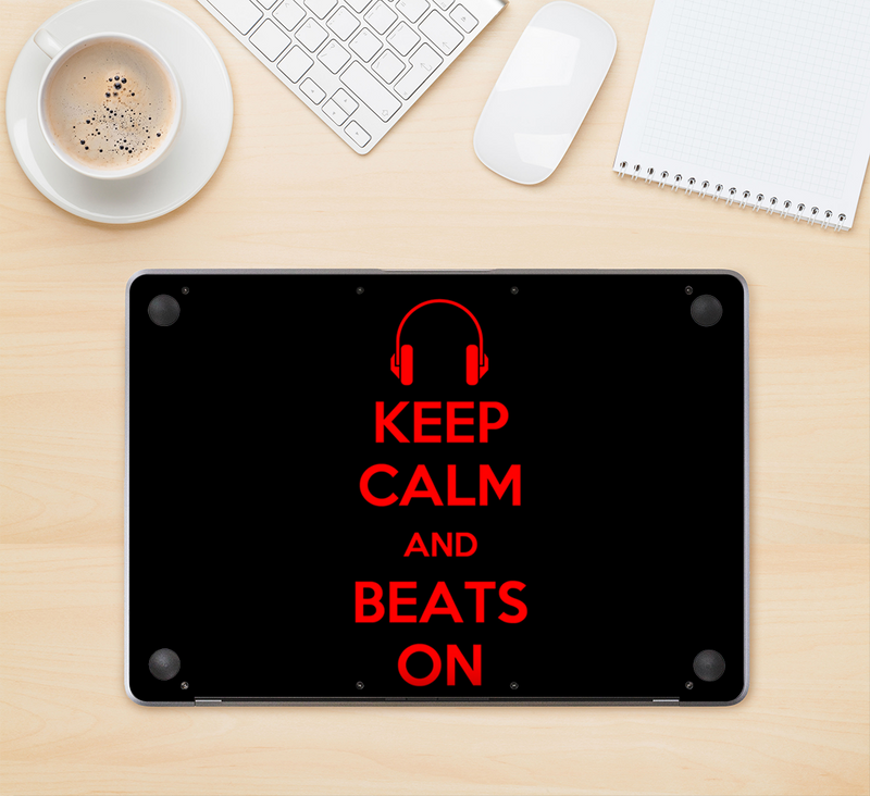 The Keep Calm & Beats On Red Skin Kit for the 12" Apple MacBook (A1534)