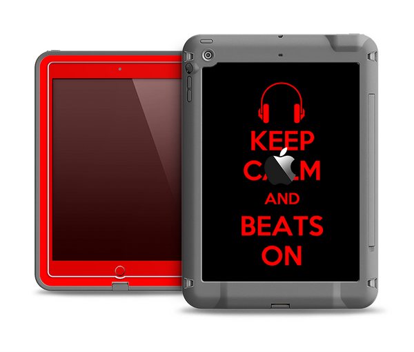 The Keep Calm & Beats On Red Apple iPad Air LifeProof Fre Case Skin Set