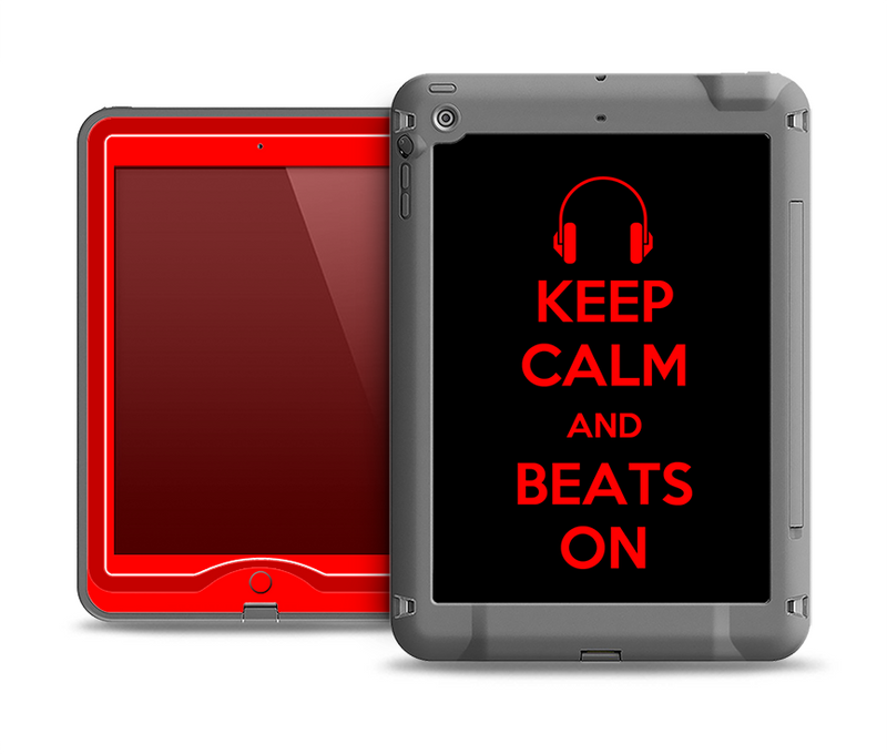 The Keep Calm & Beats On Red Apple iPad Air LifeProof Nuud Case Skin Set