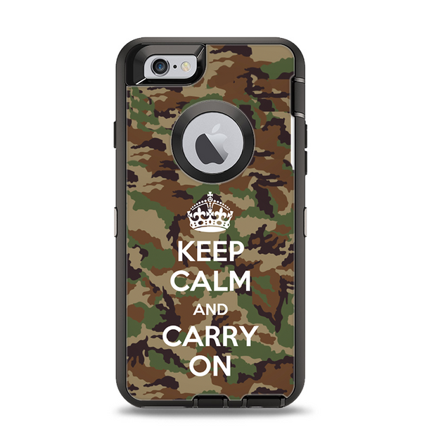The Keep Calm & Carry On Camouflage Apple iPhone 6 Otterbox Defender Case Skin Set
