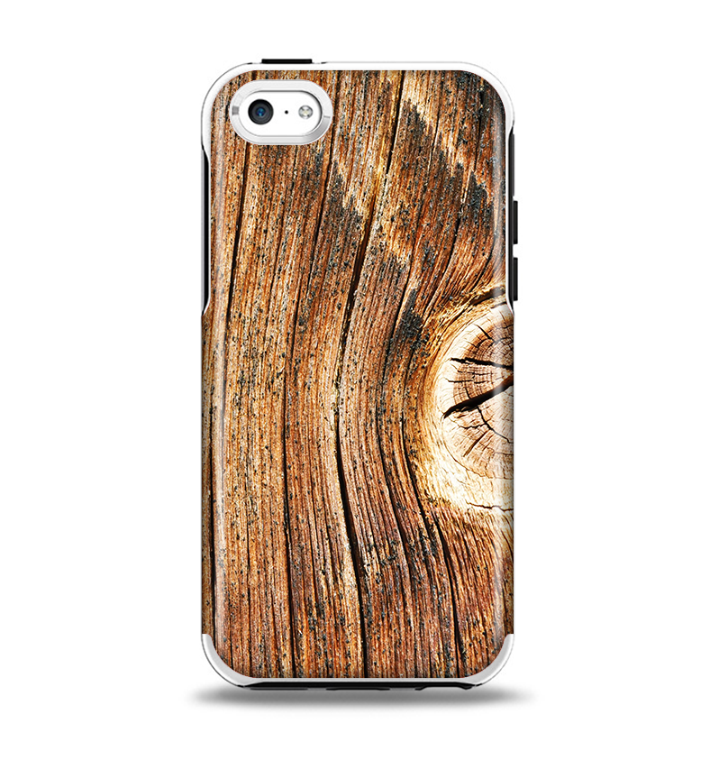 The Knobby Raw Wood Apple iPhone 5c Otterbox Symmetry Case Skin Set
