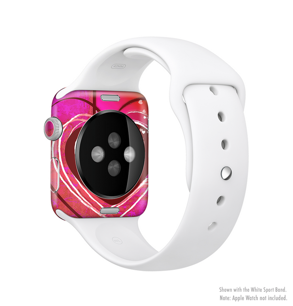 The Large Deep Pink Heart Full-Body Skin Kit for the Apple Watch