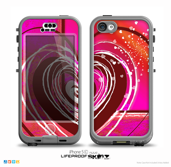 The Large Deep Pink Heart Skin for the iPhone 5c nüüd LifeProof Case