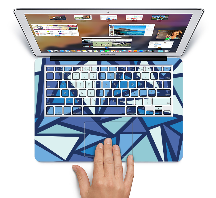 The Large Vector Shards of Blue Skin Set for the Apple MacBook Pro 15" with Retina Display