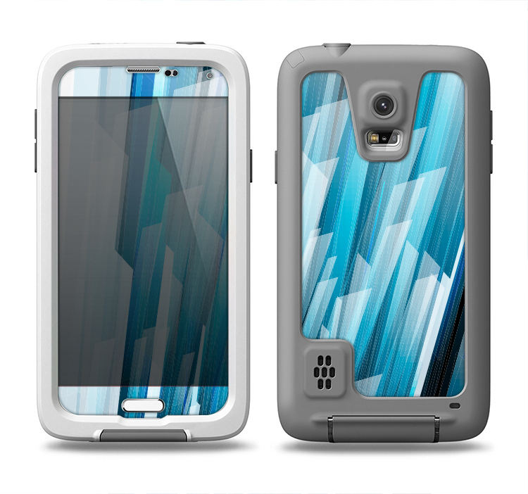 The Layered Blue HD Strips Samsung Galaxy S5 LifeProof Fre Case Skin Set
