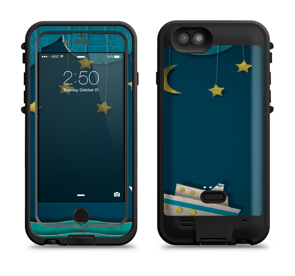 The Layered Paper Night Ship with Gold Stars Apple iPhone 6/6s LifeProof Fre POWER Case Skin Set