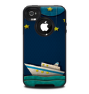 The Layered Paper Night Ship with Gold Stars Skin for the iPhone 4-4s OtterBox Commuter Case