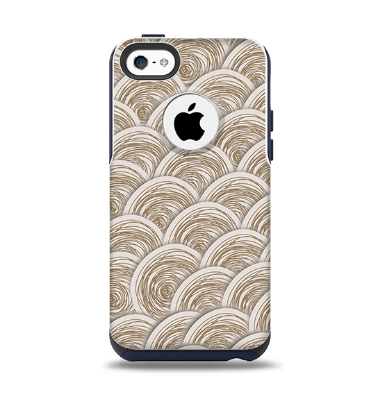 The Layered Tan Circle Pattern Apple iPhone 5c Otterbox Commuter Case Skin Set