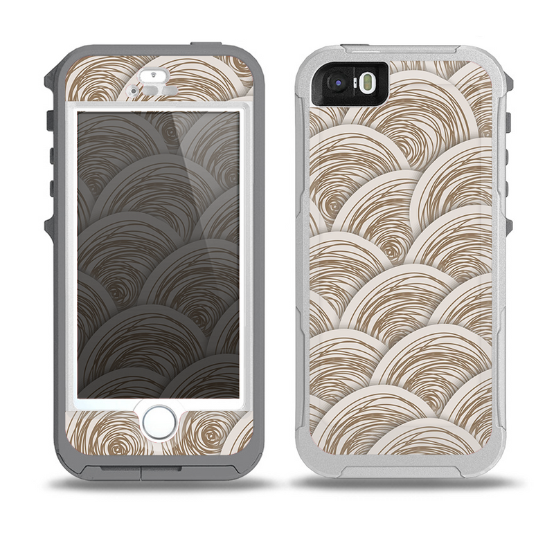The Layered Tan Circle Pattern Skin for the iPhone 5-5s OtterBox Preserver WaterProof Case