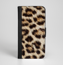 The Leopard Furry Animal Hide Ink-Fuzed Leather Folding Wallet Case for the iPhone 6/6s, 6/6s Plus, 5/5s and 5c