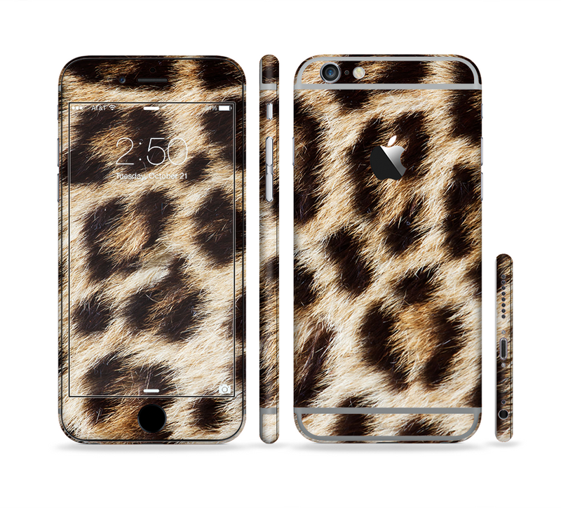 The Leopard Furry Animal Hide Sectioned Skin Series for the Apple iPhone 6 Plus