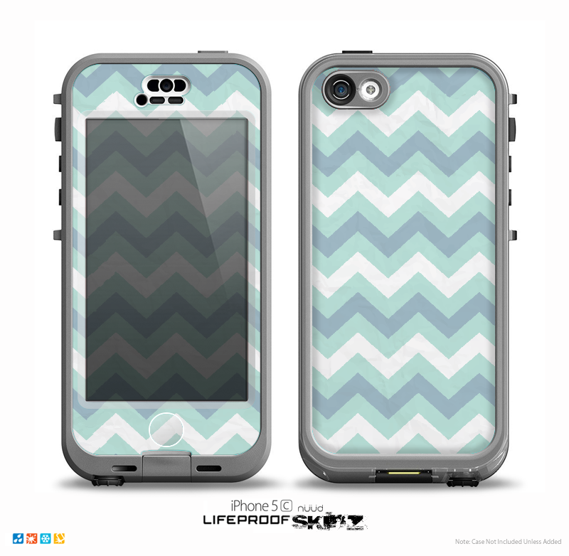 The LightTeal-Colored Chevron Pattern Skin for the iPhone 5c nüüd LifeProof Case