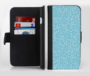 The Light Blue Blossum Twigs Ink-Fuzed Leather Folding Wallet Credit-Card Case for the Apple iPhone 6/6s, 6/6s Plus, 5/5s and 5c