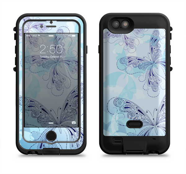 The Light Blue Butterfly Outline Apple iPhone 6/6s LifeProof Fre POWER Case Skin Set
