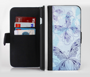 The Light Blue Butterfly Outline Ink-Fuzed Leather Folding Wallet Credit-Card Case for the Apple iPhone 6/6s, 6/6s Plus, 5/5s and 5c