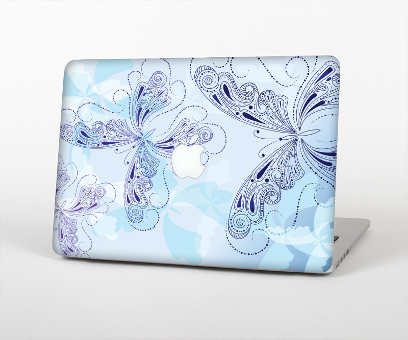 The Light Blue Butterfly Outline Skin Set for the Apple MacBook Air 13"