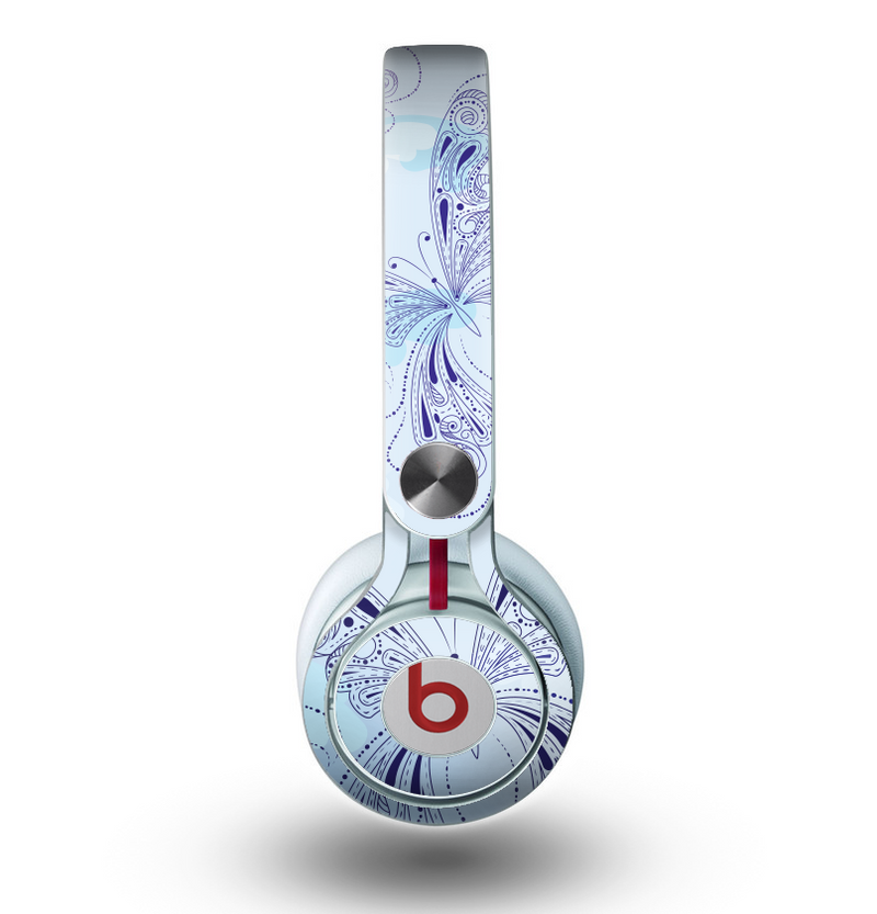 The Light Blue Butterfly Outline Skin for the Beats by Dre Mixr Headphones