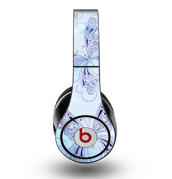 The Light Blue Butterfly Outline Skin for the Original Beats by Dre Studio Headphones