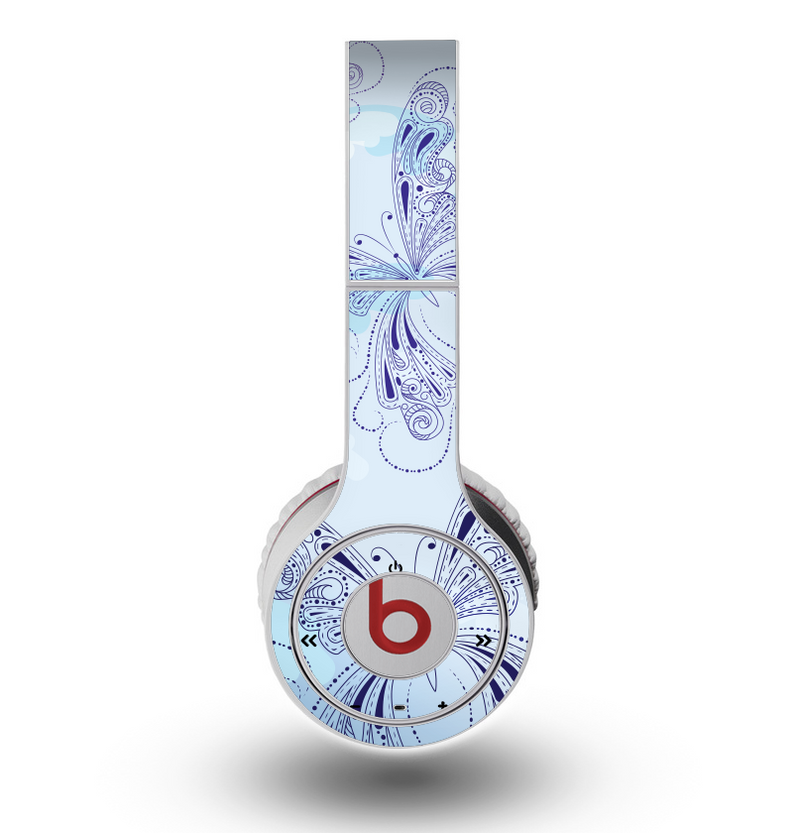 The Light Blue Butterfly Outline Skin for the Original Beats by Dre Wireless Headphones