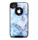 The Light Blue Butterfly Outline Skin for the iPhone 4-4s OtterBox Commuter Case