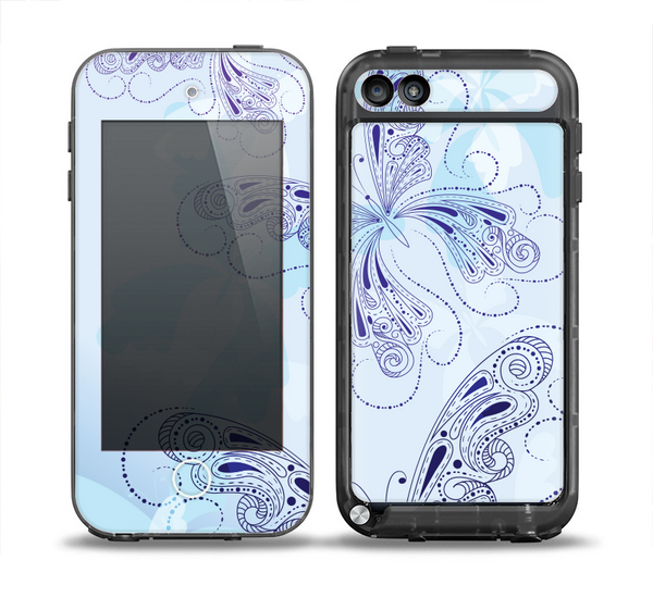 The Light Blue Butterfly Outline Skin for the iPod Touch 5th Generation frē LifeProof Case