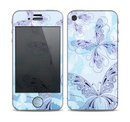 The Light Blue Butterfly Outline copy Skin for the Apple iPhone 4-4s