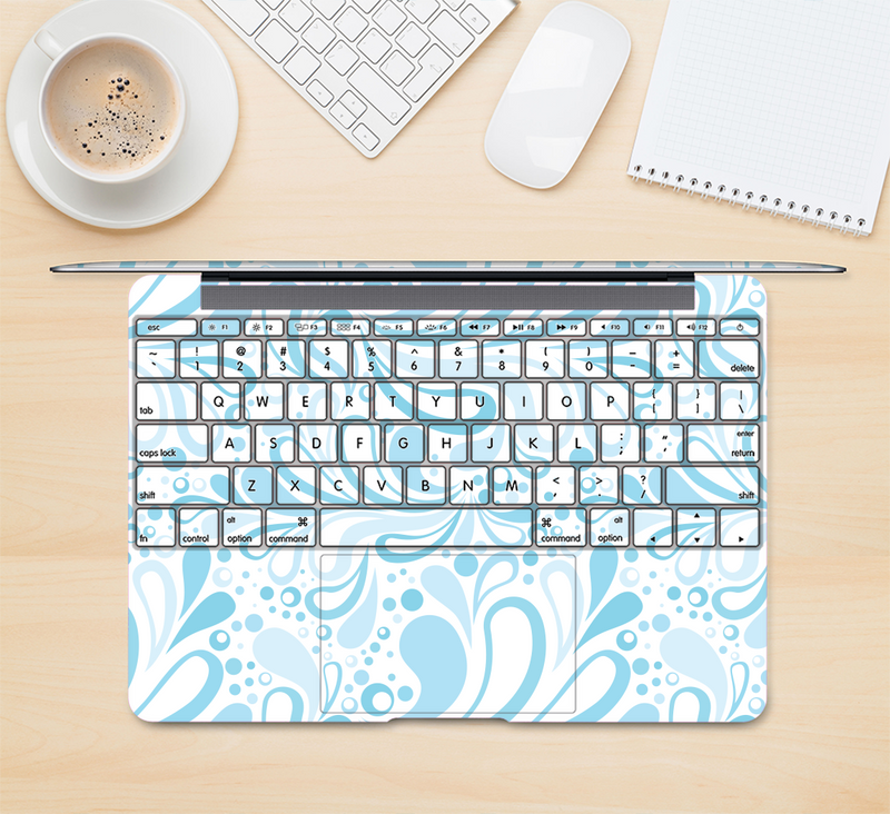 The Light Blue Droplet Sprout Pattern Skin Kit for the 12" Apple MacBook (A1534)
