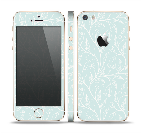 The Light Blue Floral Branches Skin Set for the Apple iPhone 5s