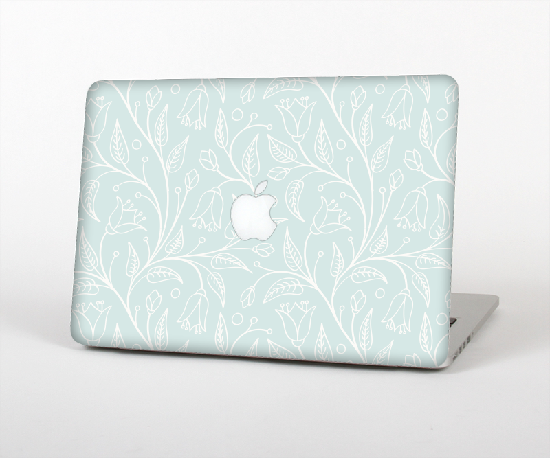 The Light Blue Floral Branches Skin Set for the Apple MacBook Pro 15" with Retina Display