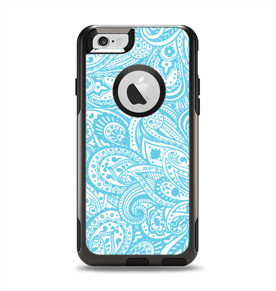 The Light Blue Paisley Floral Pattern V3 Apple iPhone 6 Otterbox Commuter Case Skin Set