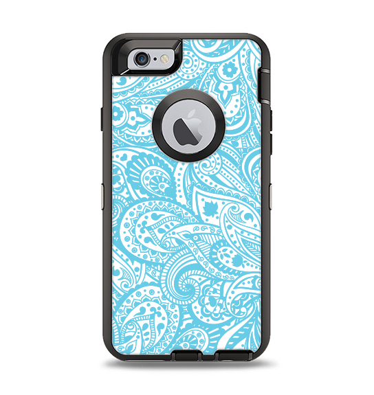 The Light Blue Paisley Floral Pattern V3 Apple iPhone 6 Otterbox Defen ...