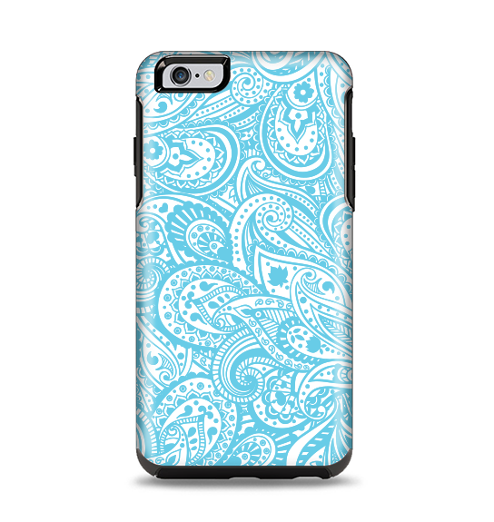 The Light Blue Paisley Floral Pattern V3 Apple iPhone 6 Plus Otterbox Symmetry Case Skin Set