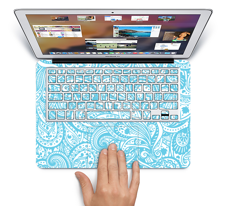 The Light Blue Paisley Floral Pattern V3 Skin Set for the Apple MacBook Air 13"