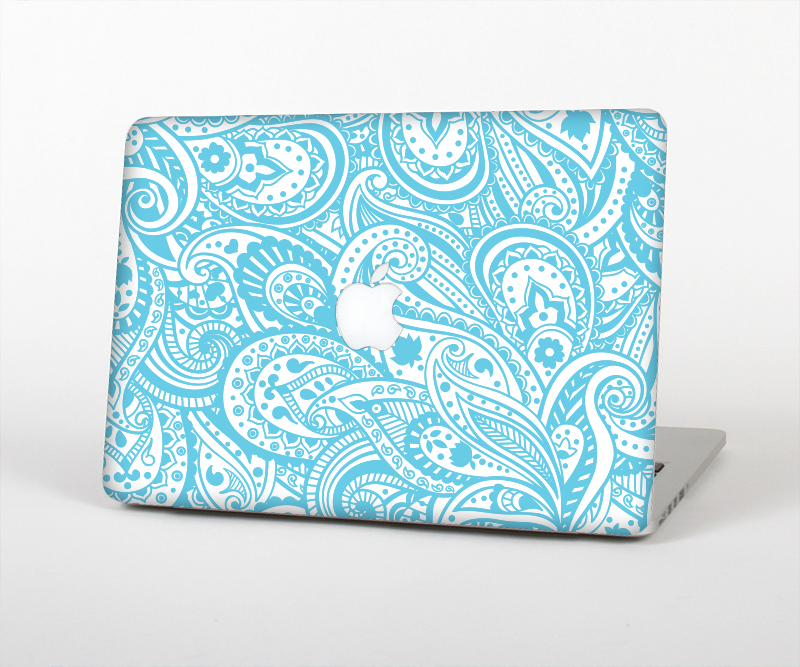 The Light Blue Paisley Floral Pattern V3 Skin Set for the Apple MacBook Air 13"