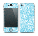The Light Blue Paisley Floral Pattern V3 Skin for the Apple iPhone 4-4s
