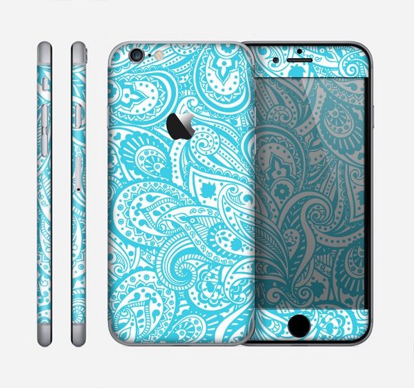 The Light Blue Paisley Floral Pattern V3 Skin for the Apple iPhone 6