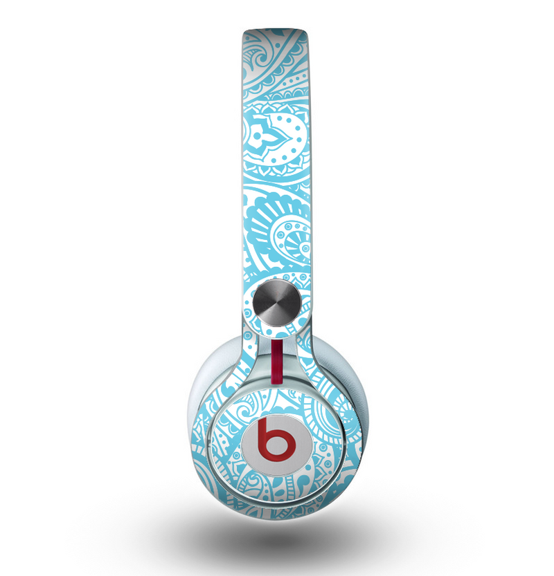 The Light Blue Paisley Floral Pattern V3 Skin for the Beats by Dre Mixr Headphones