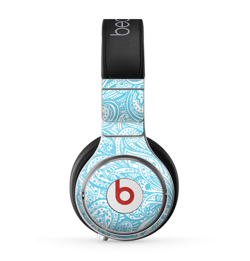 The Light Blue Paisley Floral Pattern V3 Skin for the Beats by Dre Pro Headphones