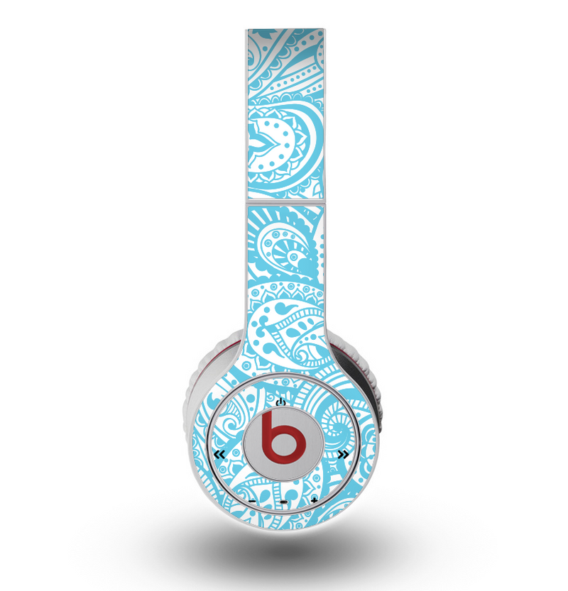 The Light Blue Paisley Floral Pattern V3 Skin for the Original Beats by Dre Wireless Headphones