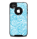 The Light Blue Paisley Floral Pattern V3 Skin for the iPhone 4-4s OtterBox Commuter Case