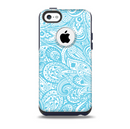 The Light Blue Paisley Floral Pattern V3 Skin for the iPhone 5c OtterBox Commuter Case