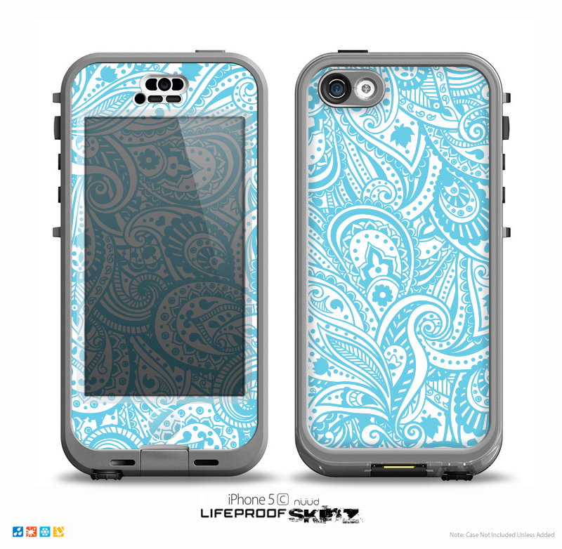 The Light Blue Paisley Floral Pattern V3 Skin for the iPhone 5c nüüd LifeProof Case