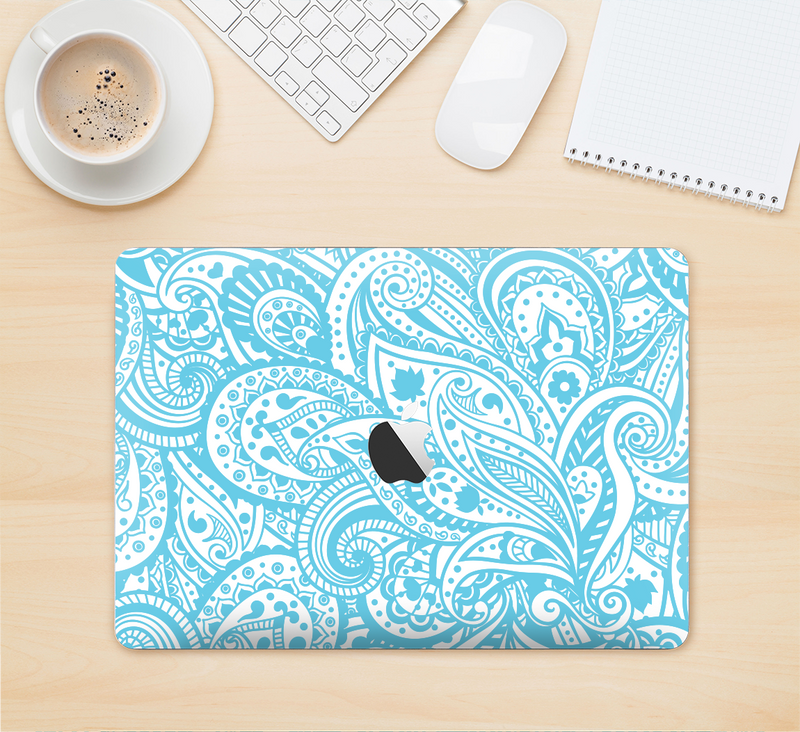 The Light Blue Paisley Floral Pattern V3 Skin Kit for the 12" Apple MacBook (A1534)