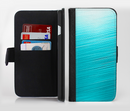 The Light Blue Slanted Streaks Ink-Fuzed Leather Folding Wallet Credit-Card Case for the Apple iPhone 6/6s, 6/6s Plus, 5/5s and 5c