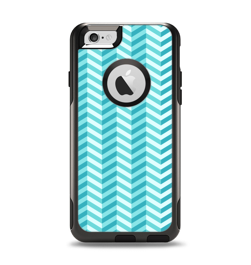 The Light Blue Thin Lined Zigzag Pattern Apple iPhone 6 Otterbox Commuter Case Skin Set