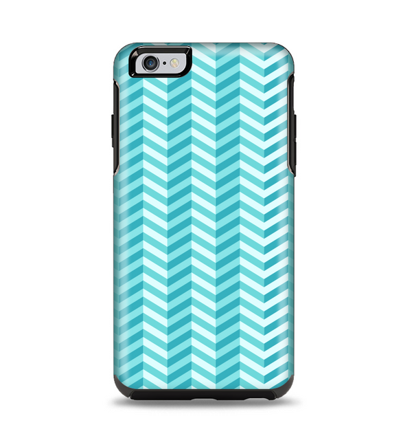 The Light Blue Thin Lined Zigzag Pattern Apple iPhone 6 Plus Otterbox Symmetry Case Skin Set