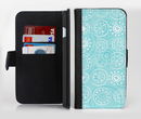 The Light Blue & White Swirls V3 Ink-Fuzed Leather Folding Wallet Credit-Card Case for the Apple iPhone 6/6s, 6/6s Plus, 5/5s and 5c