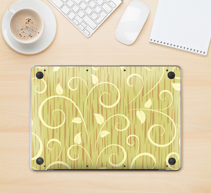 The Light Green Curley Vines Skin Kit for the 12" Apple MacBook (A1534)