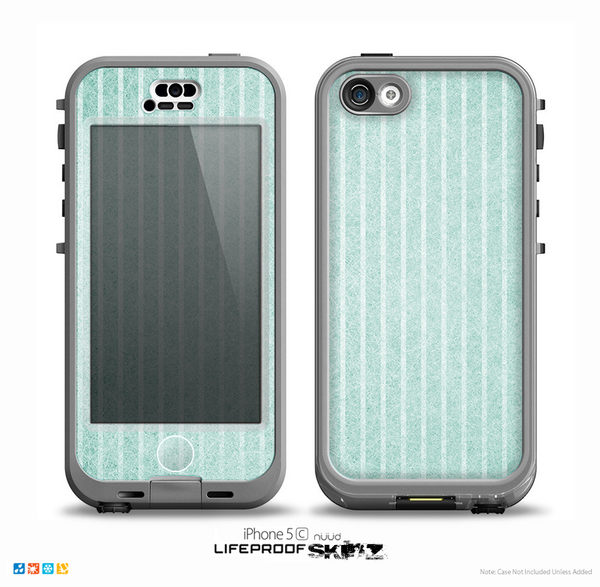 The Light Green Scratched Stripe Pattern v4 Skin for the iPhone 5c nüüd LifeProof Case