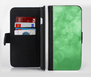 The Light Green Unfocused Orbs Ink-Fuzed Leather Folding Wallet Credit-Card Case for the Apple iPhone 6/6s, 6/6s Plus, 5/5s and 5c